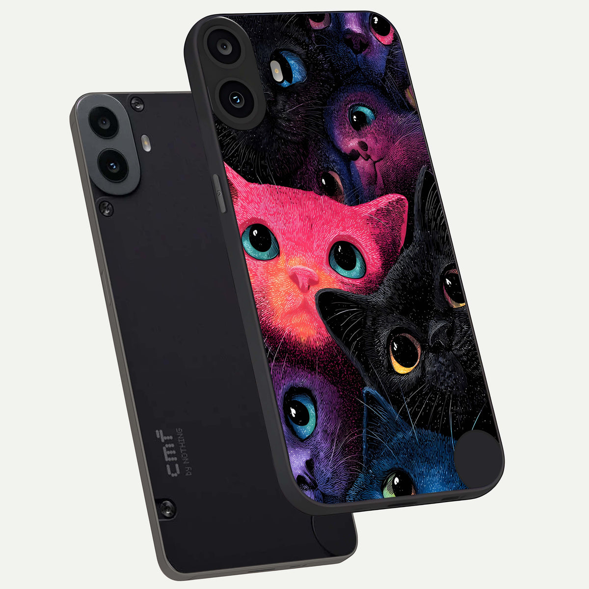  Cosmic Cats Dreams phone case For CMF Phone 1 showing premium glass back cover with detailed artwork