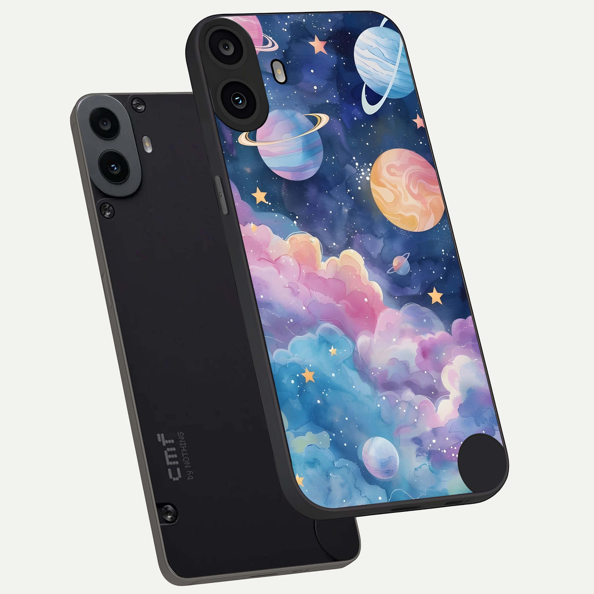  Cosmic Planet Dreams phone case For CMF Phone 1 showing premium glass back cover with detailed artwork