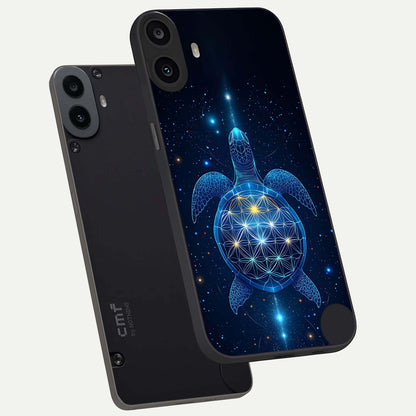  Crimson Blue Turtle phone case For CMF Phone 1 showing premium glass back cover with detailed artwork