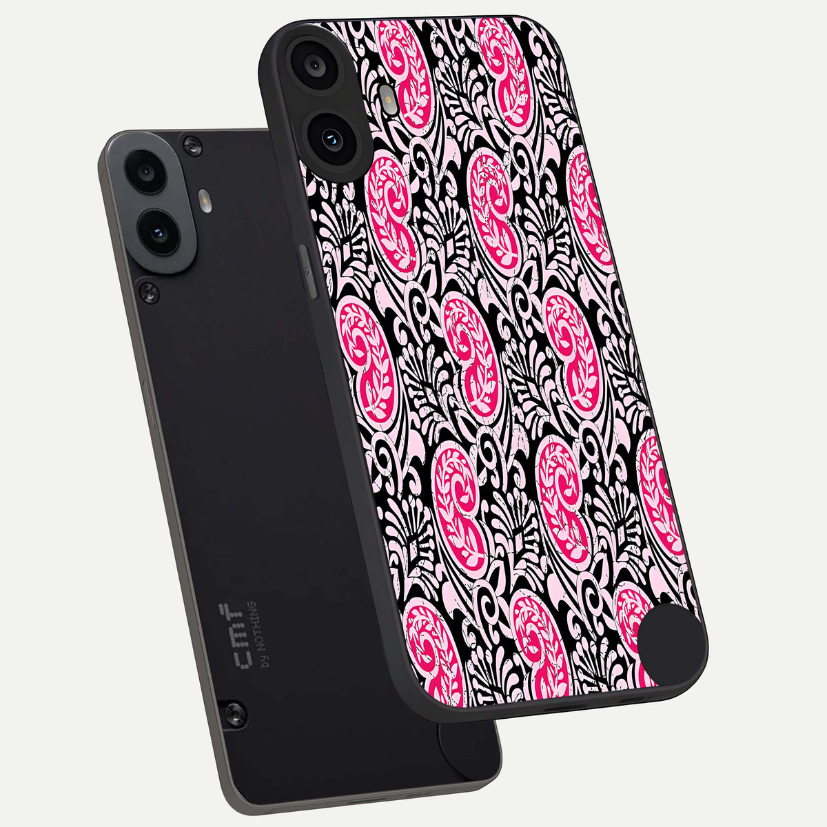  Crimson Paisley Charm phone case For CMF Phone 1 showing premium glass back cover with detailed artwork