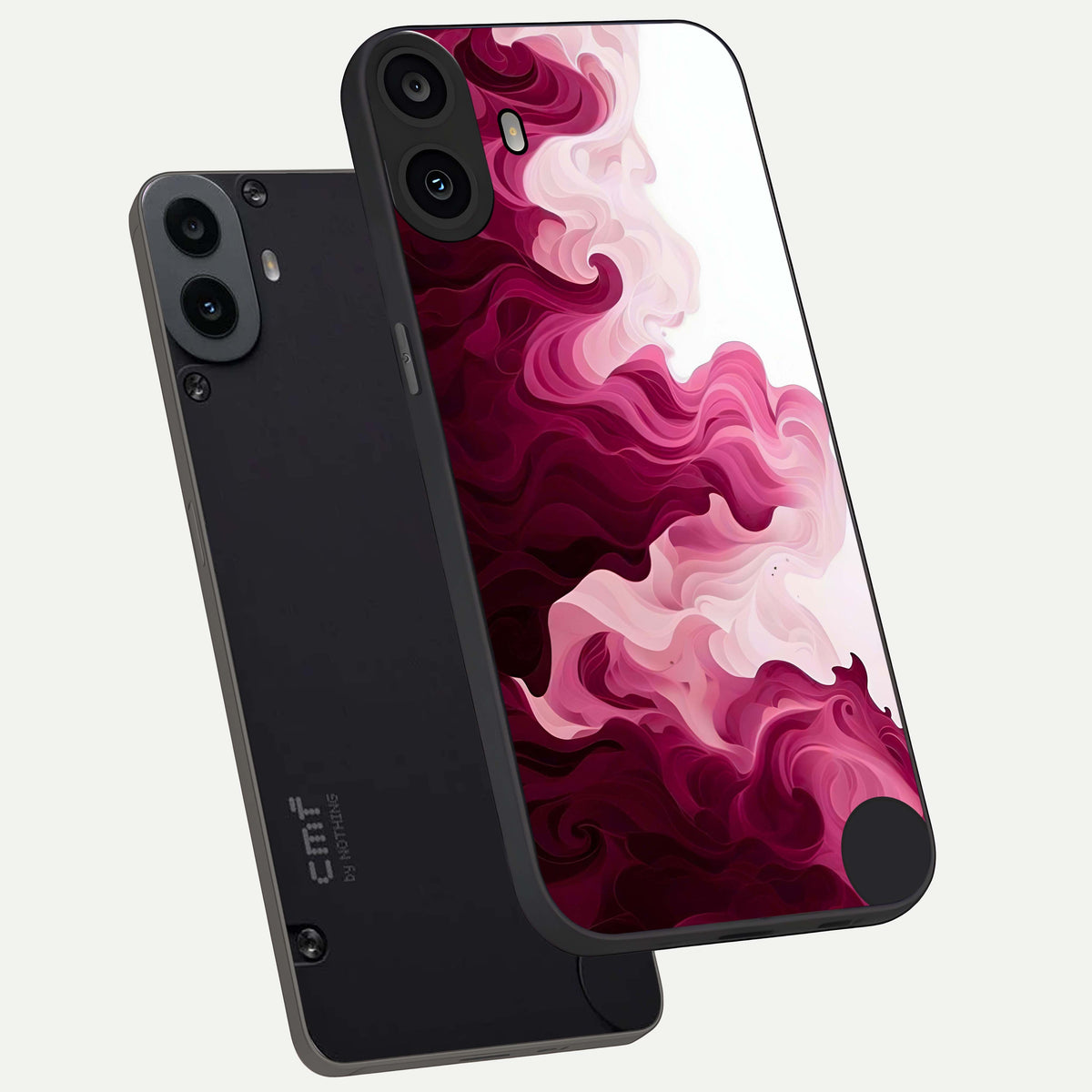  Crimson Wave Flow phone case For CMF Phone 1 showing premium glass back cover with detailed artwork