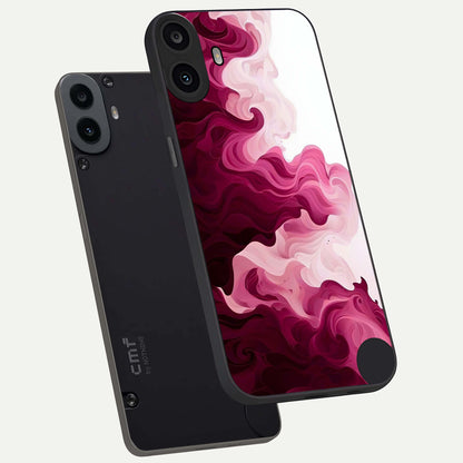  Crimson Wave Flow phone case For CMF Phone 1 showing premium glass back cover with detailed artwork