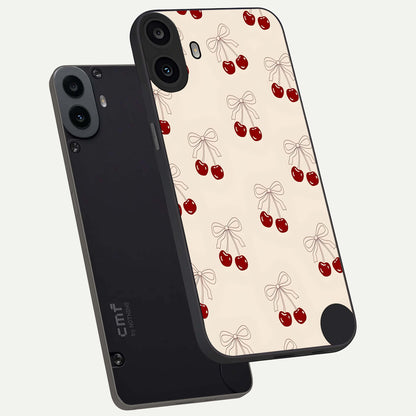  Cute Cherry Pattern phone case For CMF Phone 1 showing premium glass back cover with detailed artwork