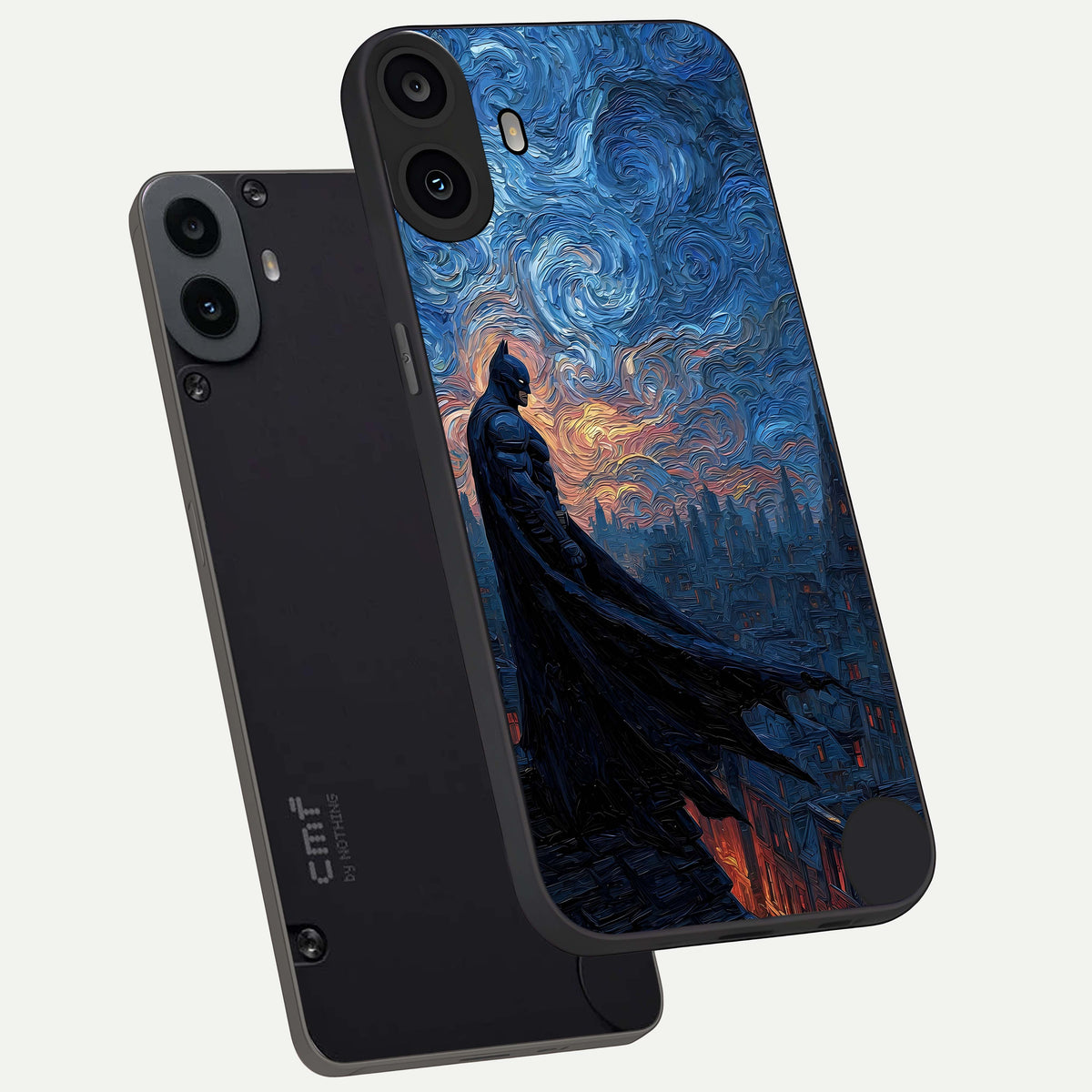  Dark Knight Dusk phone case For CMF Phone 1 showing premium glass back cover with detailed artwork