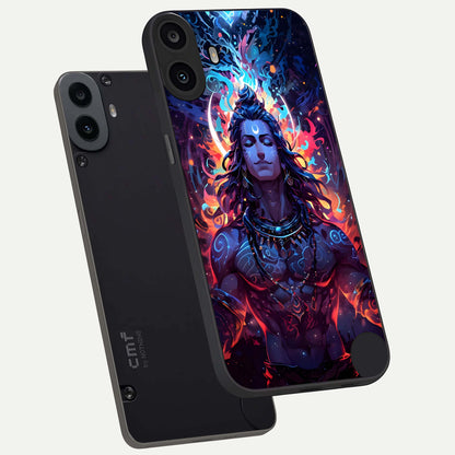  Divine Fire Shiv phone case For CMF Phone 1 showing premium glass back cover with detailed artwork