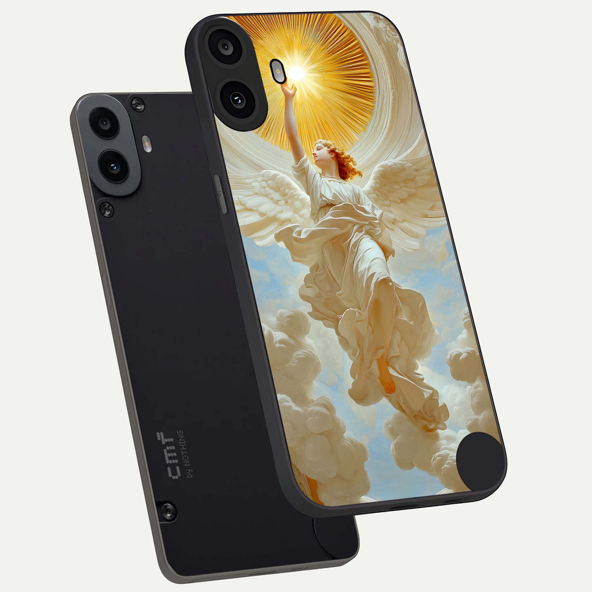  Divine Light Angel phone case For CMF Phone 1 showing premium glass back cover with detailed artwork