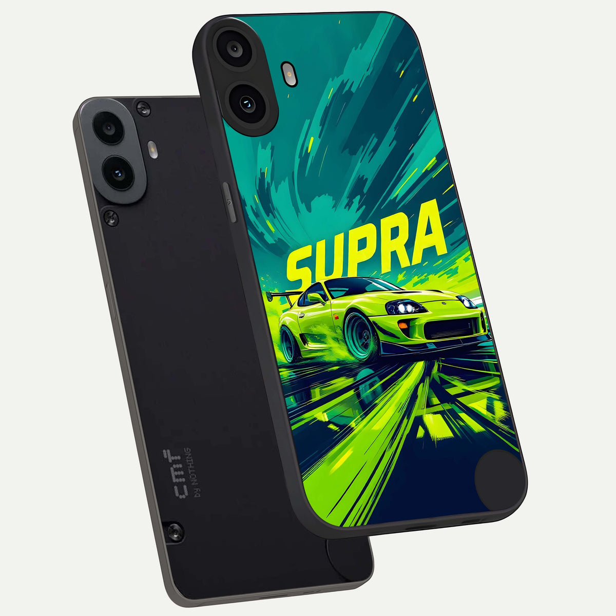  Electric Supra Thunder phone case For CMF Phone 1 showing premium glass back cover with detailed artwork