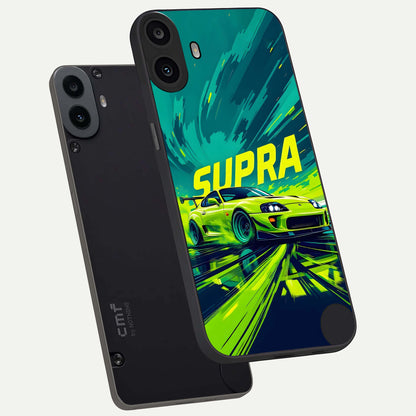  Electric Supra Thunder phone case For CMF Phone 1 showing premium glass back cover with detailed artwork