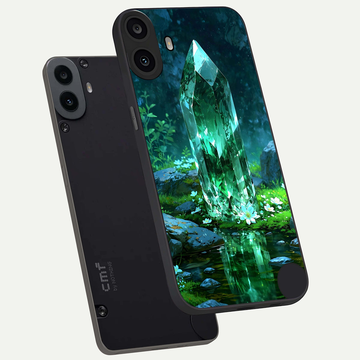  Emerald Light Crystal phone case For CMF Phone 1 showing premium glass back cover with detailed artwork
