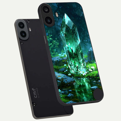  Emerald Light Crystal phone case For CMF Phone 1 showing premium glass back cover with detailed artwork