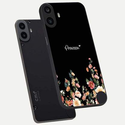  Floral Design Personalized Custom Name phone case For CMF Phone 1 showing premium glass back cover with detailed artwork