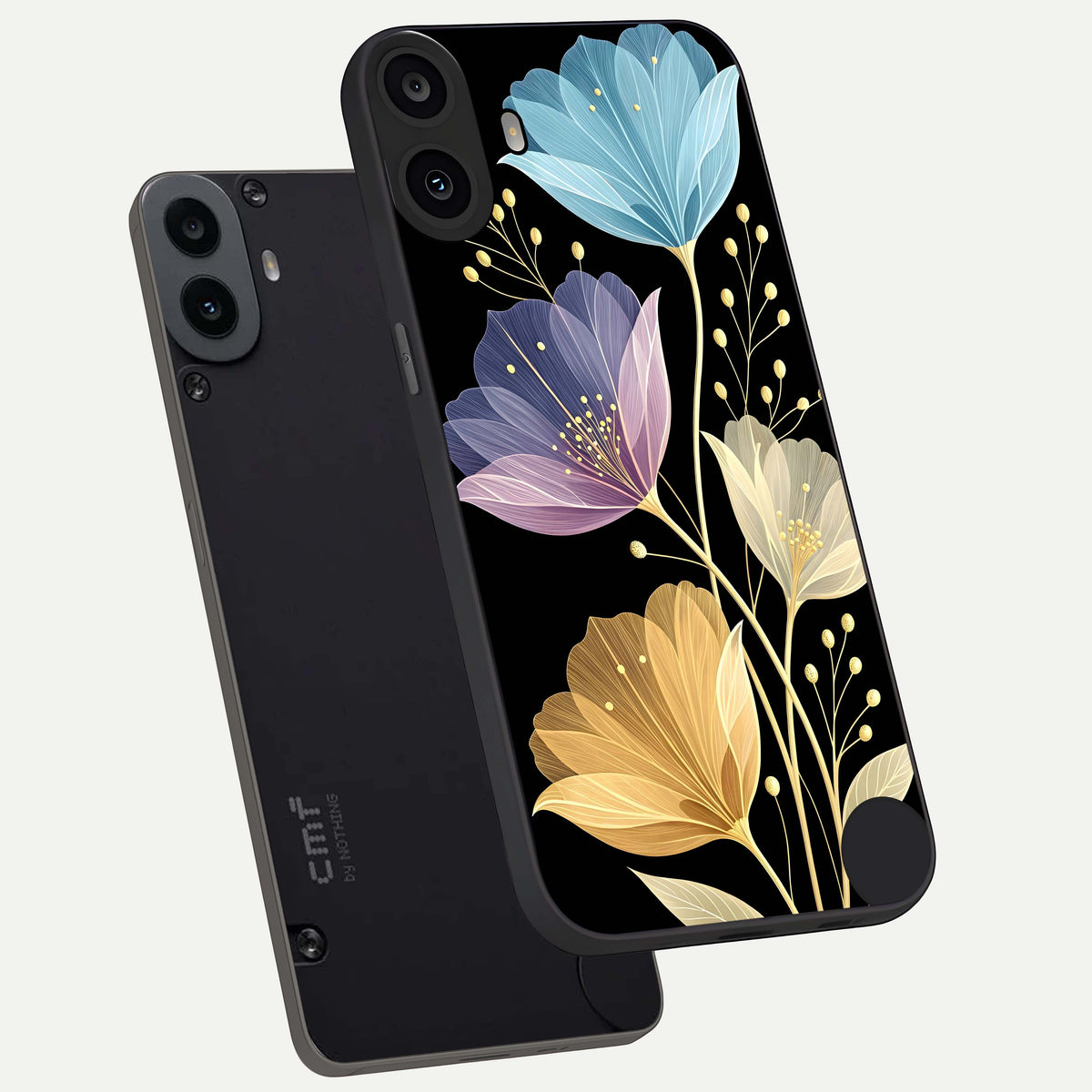  Flower Bloom Glow phone case For CMF Phone 1 showing premium glass back cover with detailed artwork