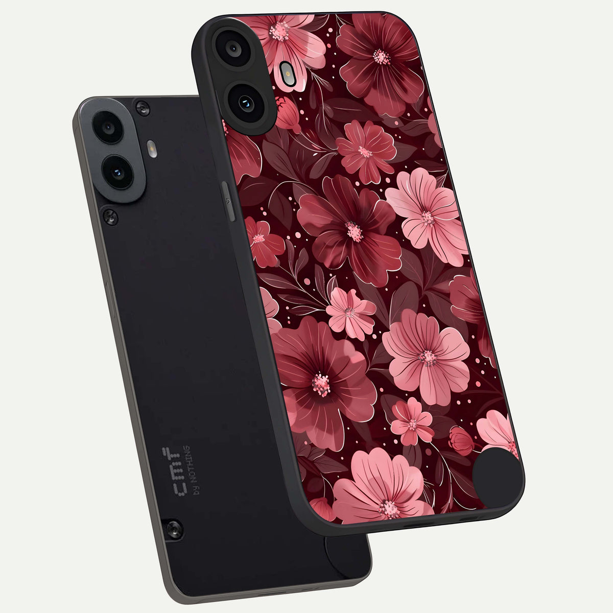  Flower Blush Bloom phone case For CMF Phone 1 showing premium glass back cover with detailed artwork