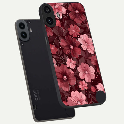  Flower Blush Bloom phone case For CMF Phone 1 showing premium glass back cover with detailed artwork