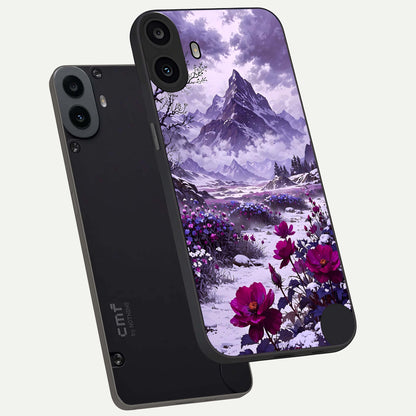  Flower Mountain View phone case For CMF Phone 1 showing premium glass back cover with detailed artwork