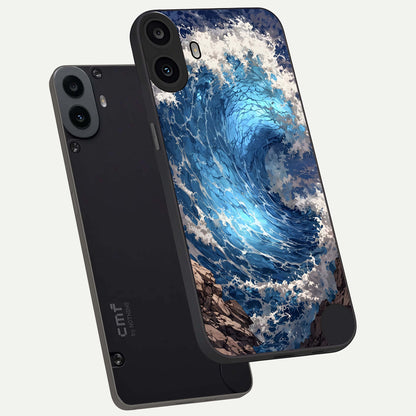  Giant Ocean Wave phone case For CMF Phone 1 showing premium glass back cover with detailed artwork