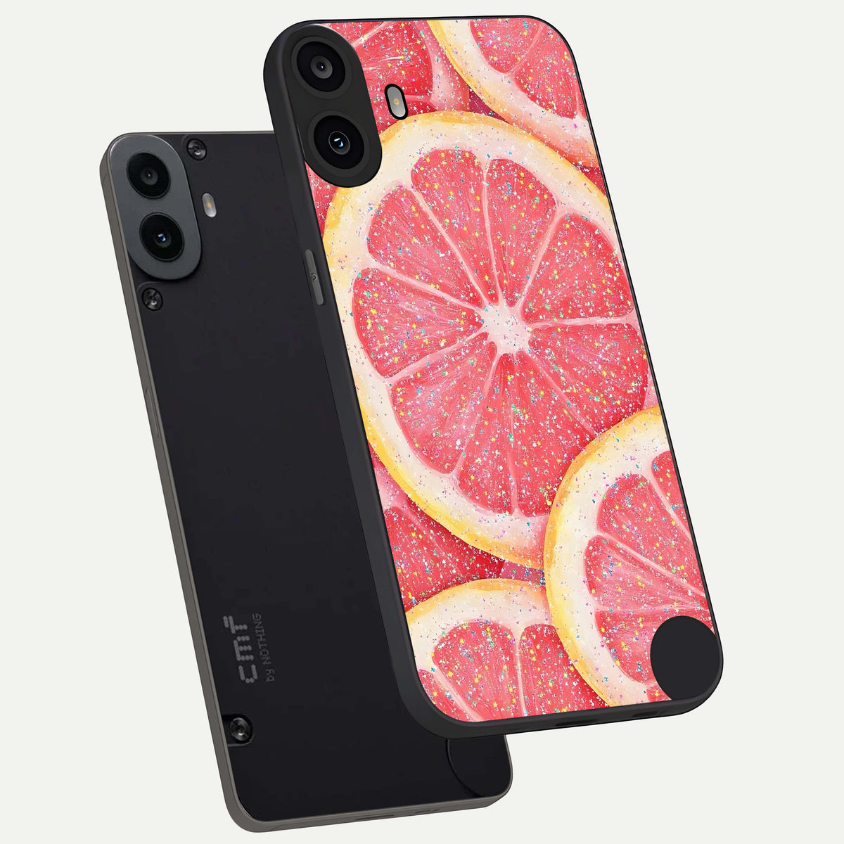  Glitter Grapefruit phone case For CMF Phone 1 showing premium glass back cover with detailed artwork