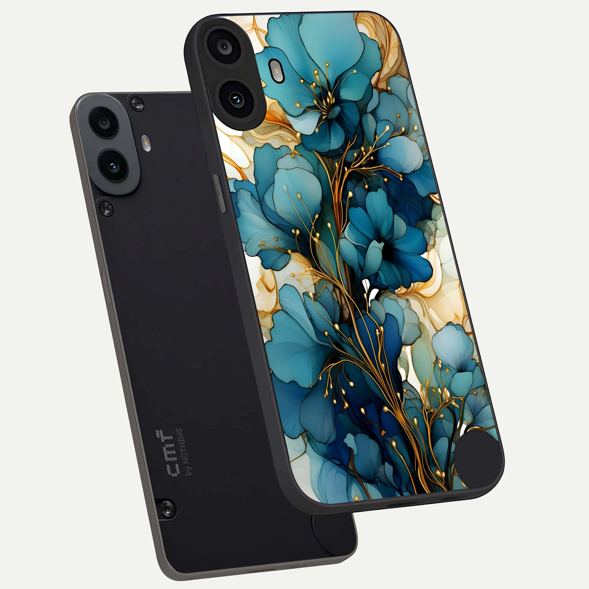  Golden Bloom Symphony phone case For CMF Phone 1 showing premium glass back cover with detailed artwork