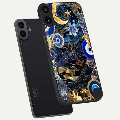  Golden Moon Magic phone case For CMF Phone 1 showing premium glass back cover with detailed artwork