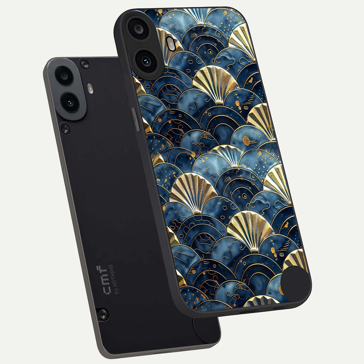  Golden Wave Luxe phone case For CMF Phone 1 showing premium glass back cover with detailed artwork