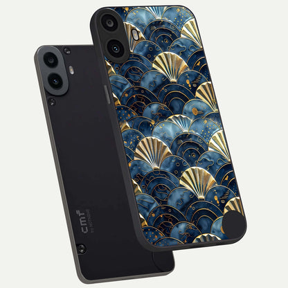  Golden Wave Luxe phone case For CMF Phone 1 showing premium glass back cover with detailed artwork