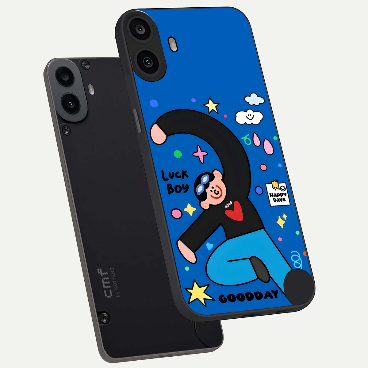  Happy Luck Vibe phone case For CMF Phone 1 showing premium glass back cover with detailed artwork