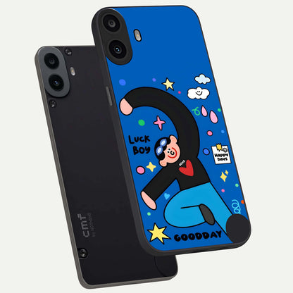  Happy Luck Vibe phone case For CMF Phone 1 showing premium glass back cover with detailed artwork