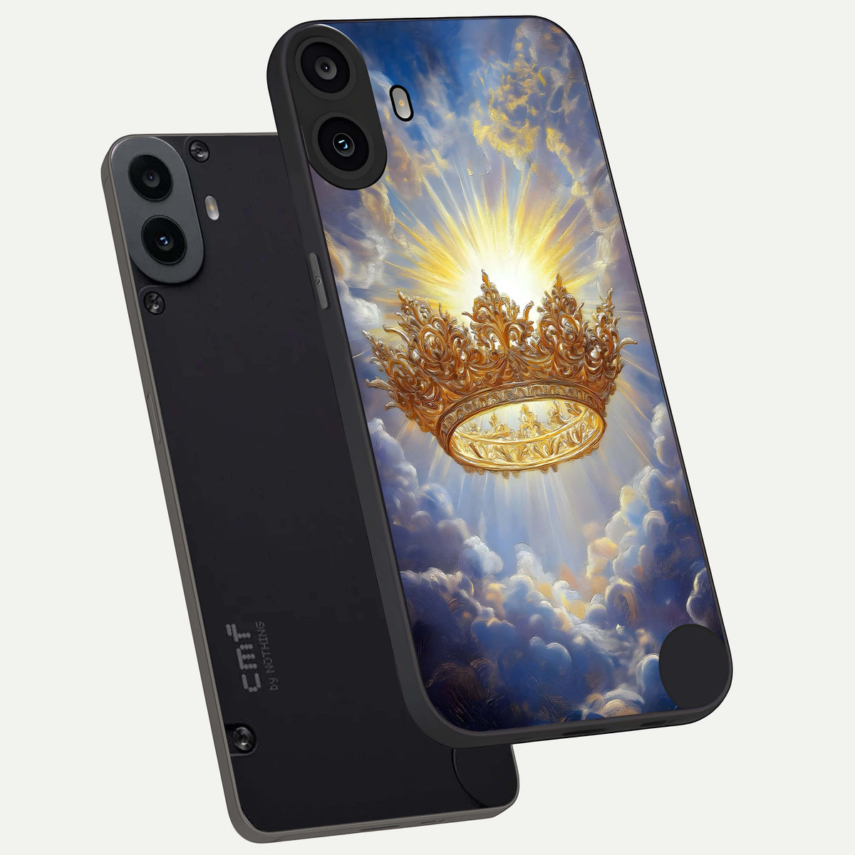  Heavenly Crown Light phone case For CMF Phone 1 showing premium glass back cover with detailed artwork