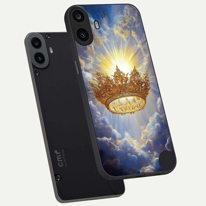  Heavenly Crown Light phone case For CMF Phone 1 showing premium glass back cover with detailed artwork