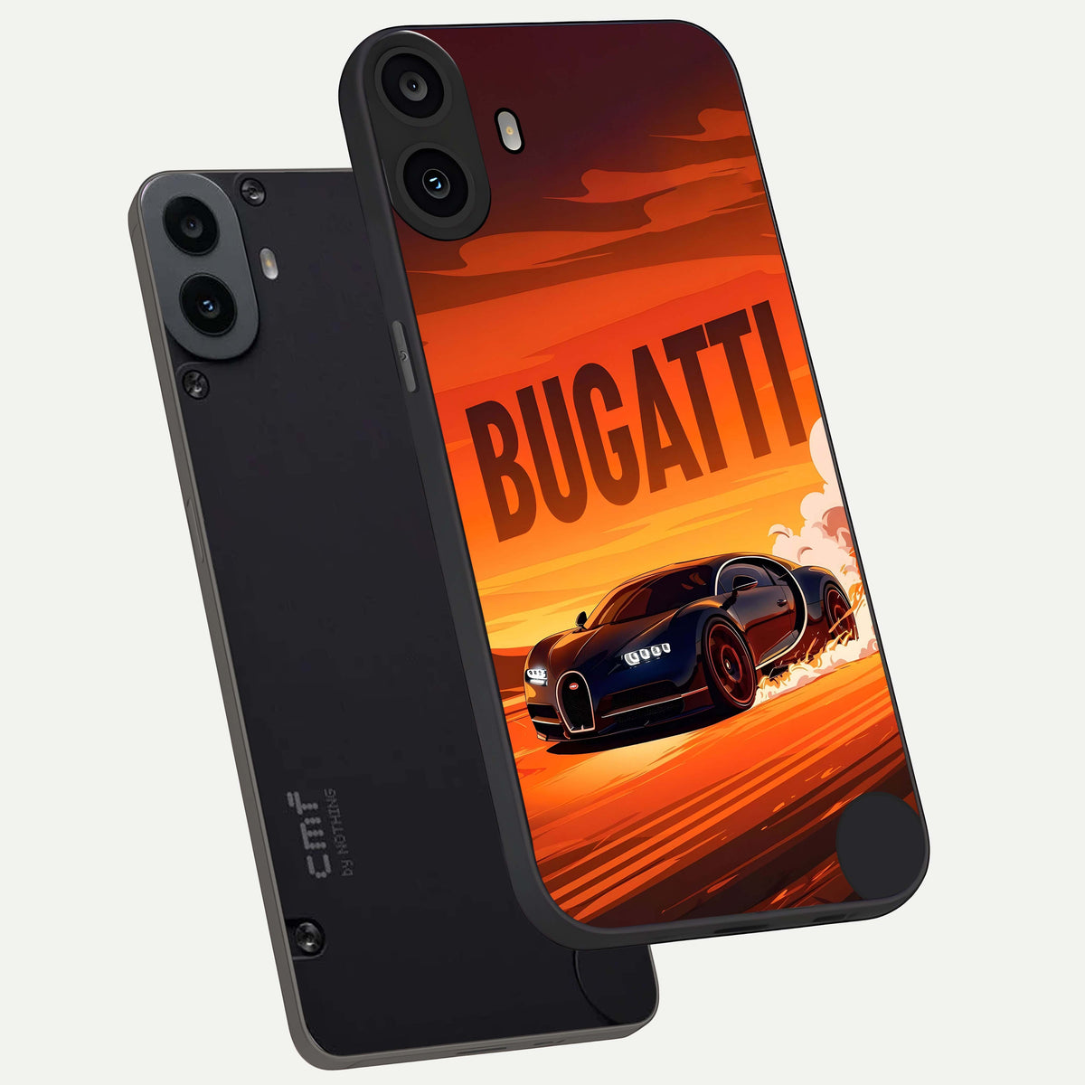  Inferno Bugatti Storm phone case For CMF Phone 1 showing premium glass back cover with detailed artwork