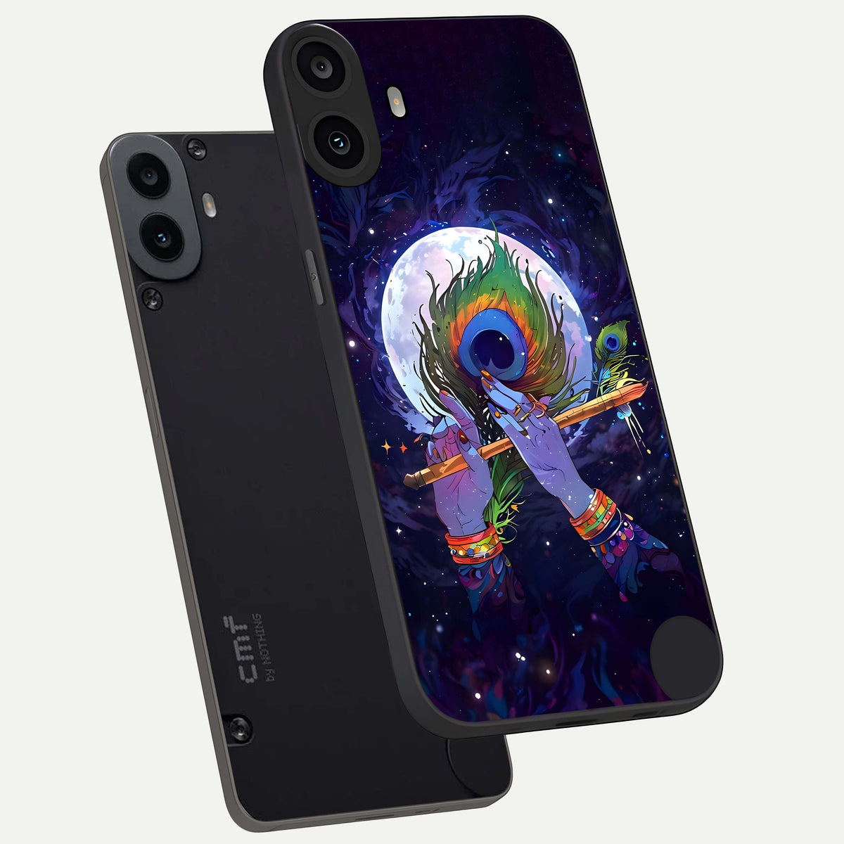  Krishna Hands Art phone case For CMF Phone 1 showing premium glass back cover with detailed artwork