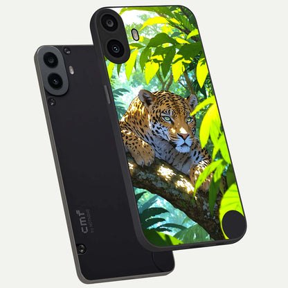  Leopard in Jungle phone case For CMF Phone 1 showing premium glass back cover with detailed artwork
