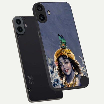 Lord Krishna phone case For CMF Phone 1 showing premium glass back cover with detailed artwork