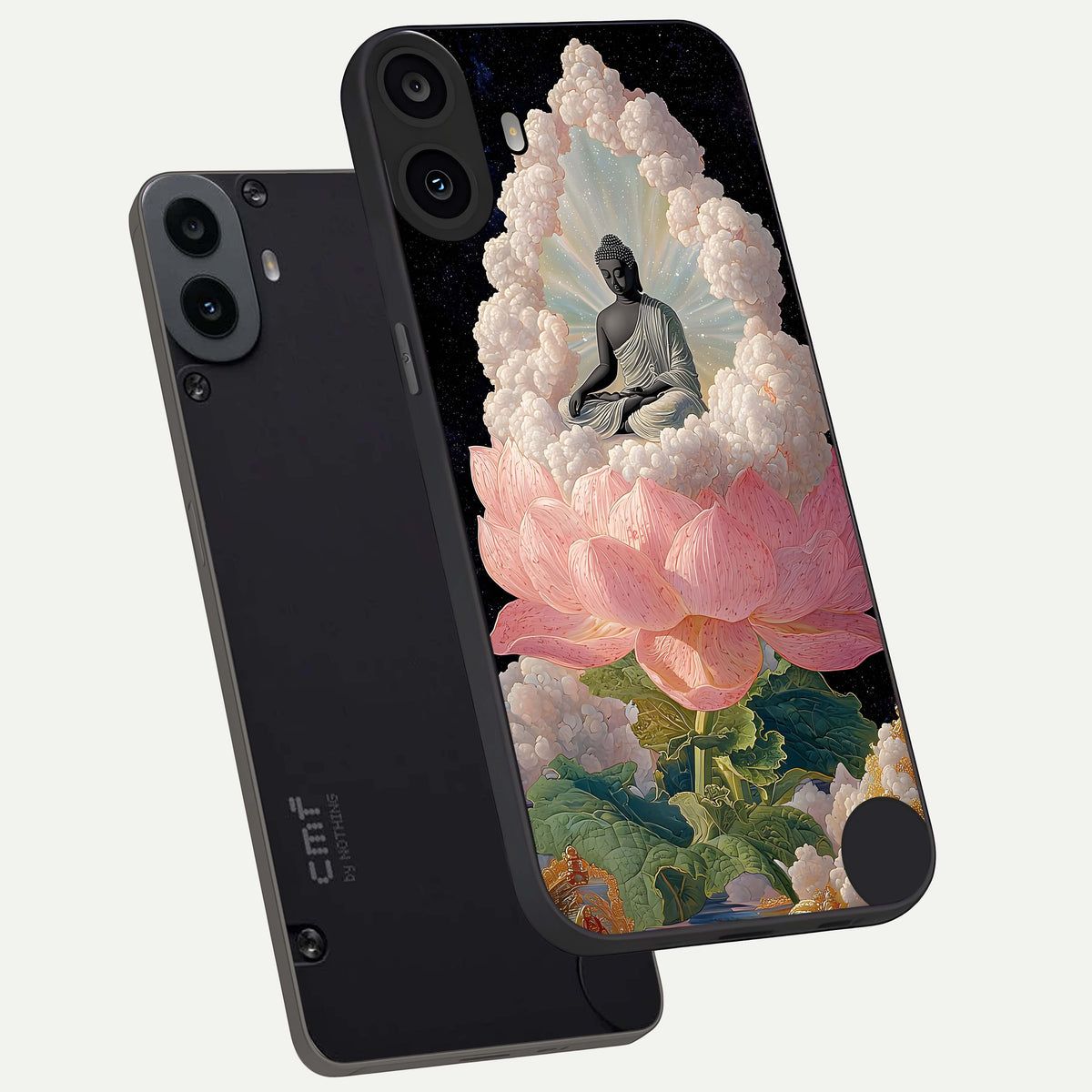  Lotus Divine Peace phone case For CMF Phone 1 showing premium glass back cover with detailed artwork