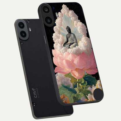  Lotus Divine Peace phone case For CMF Phone 1 showing premium glass back cover with detailed artwork