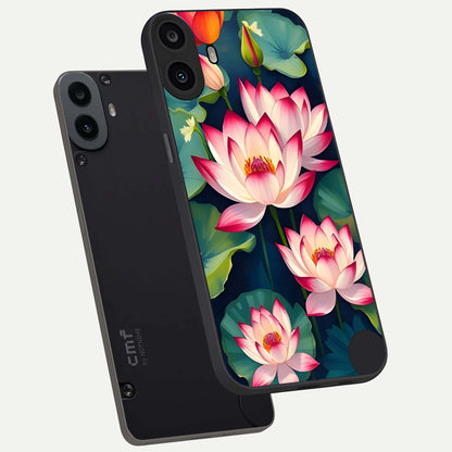  Lotus Dream Serenity phone case For CMF Phone 1 showing premium glass back cover with detailed artwork