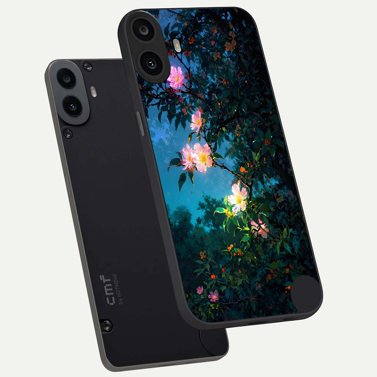  Midnight Bloom Glow phone case For CMF Phone 1 showing premium glass back cover with detailed artwork