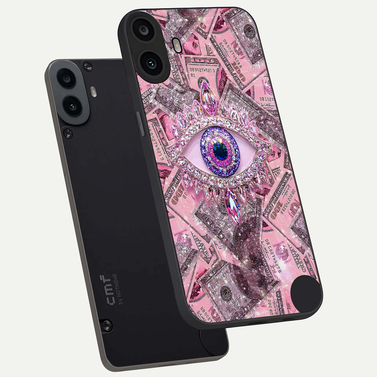  Money Eye Luxe phone case For CMF Phone 1 showing premium glass back cover with detailed artwork