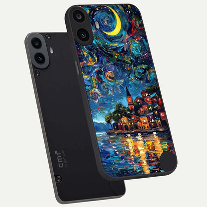  Moonlight Harbor Glow phone case For CMF Phone 1 showing premium glass back cover with detailed artwork