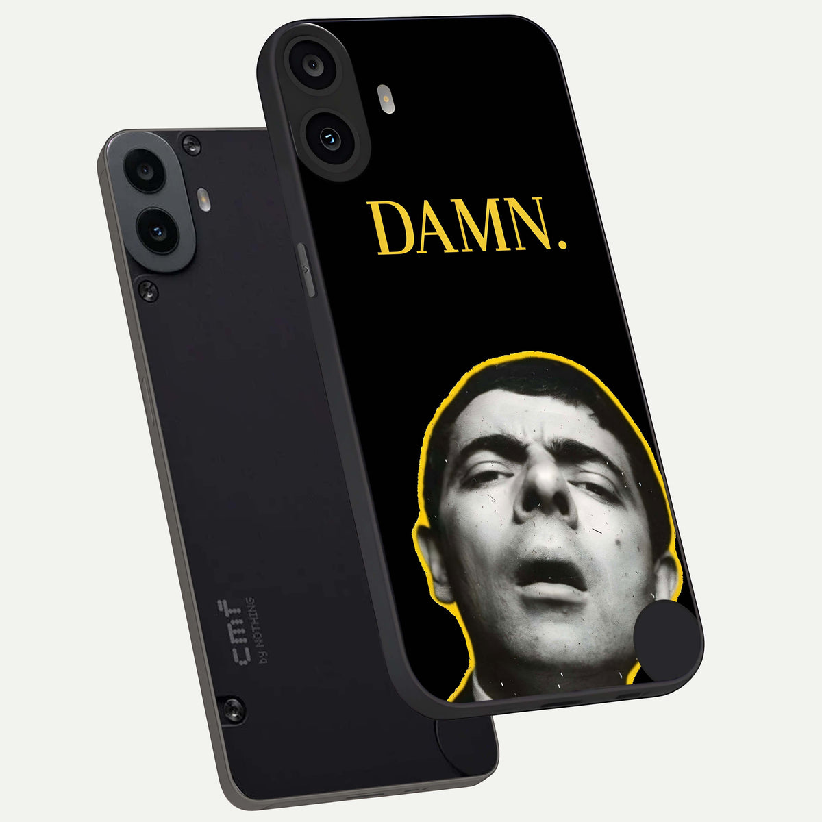  Mr Bean Damn phone case For CMF Phone 1 showing premium glass back cover with detailed artwork