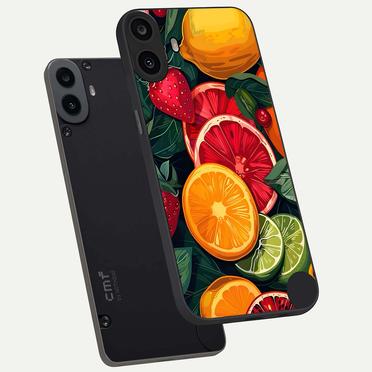  Multiple Fruits phone case For CMF Phone 1 showing premium glass back cover with detailed artwork