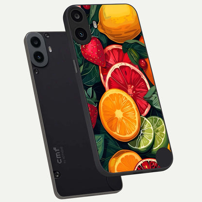  Multiple Fruits phone case For CMF Phone 1 showing premium glass back cover with detailed artwork