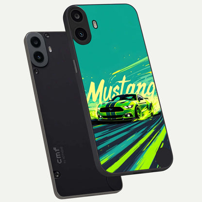  Mustang Bang phone case For CMF Phone 1 showing premium glass back cover with detailed artwork