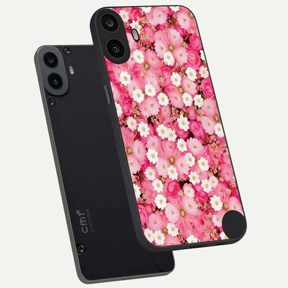  Pink Daisy Bliss phone case For CMF Phone 1 showing premium glass back cover with detailed artwork