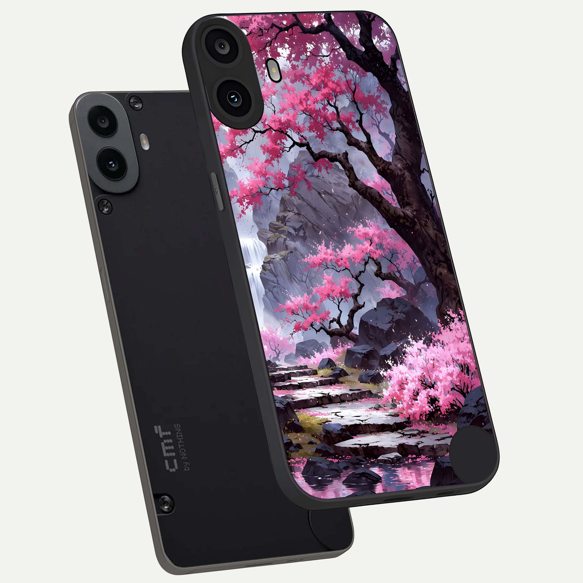  Pink Sunflower Glow phone case For CMF Phone 1 showing premium glass back cover with detailed artwork