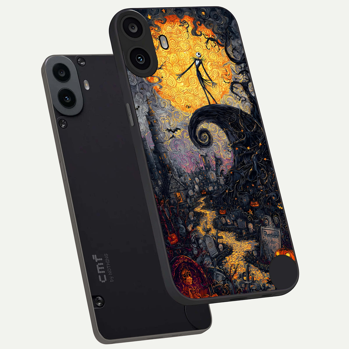  Pumpkin Moon Night phone case For CMF Phone 1 showing premium glass back cover with detailed artwork
