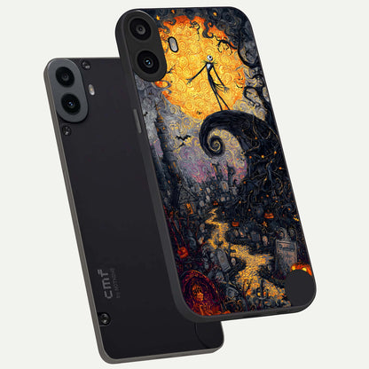  Pumpkin Moon Night phone case For CMF Phone 1 showing premium glass back cover with detailed artwork