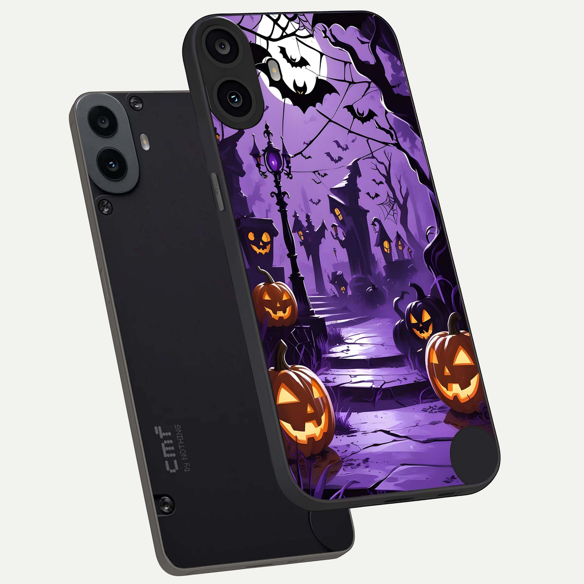  Pumpkin Patch Halloween phone case For CMF Phone 1 showing premium glass back cover with detailed artwork
