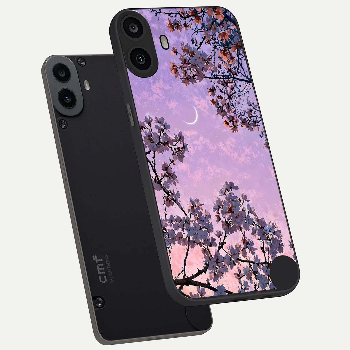  Purple Serenity Moon phone case For CMF Phone 1 showing premium glass back cover with detailed artwork