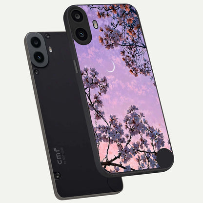  Purple Serenity Moon phone case For CMF Phone 1 showing premium glass back cover with detailed artwork
